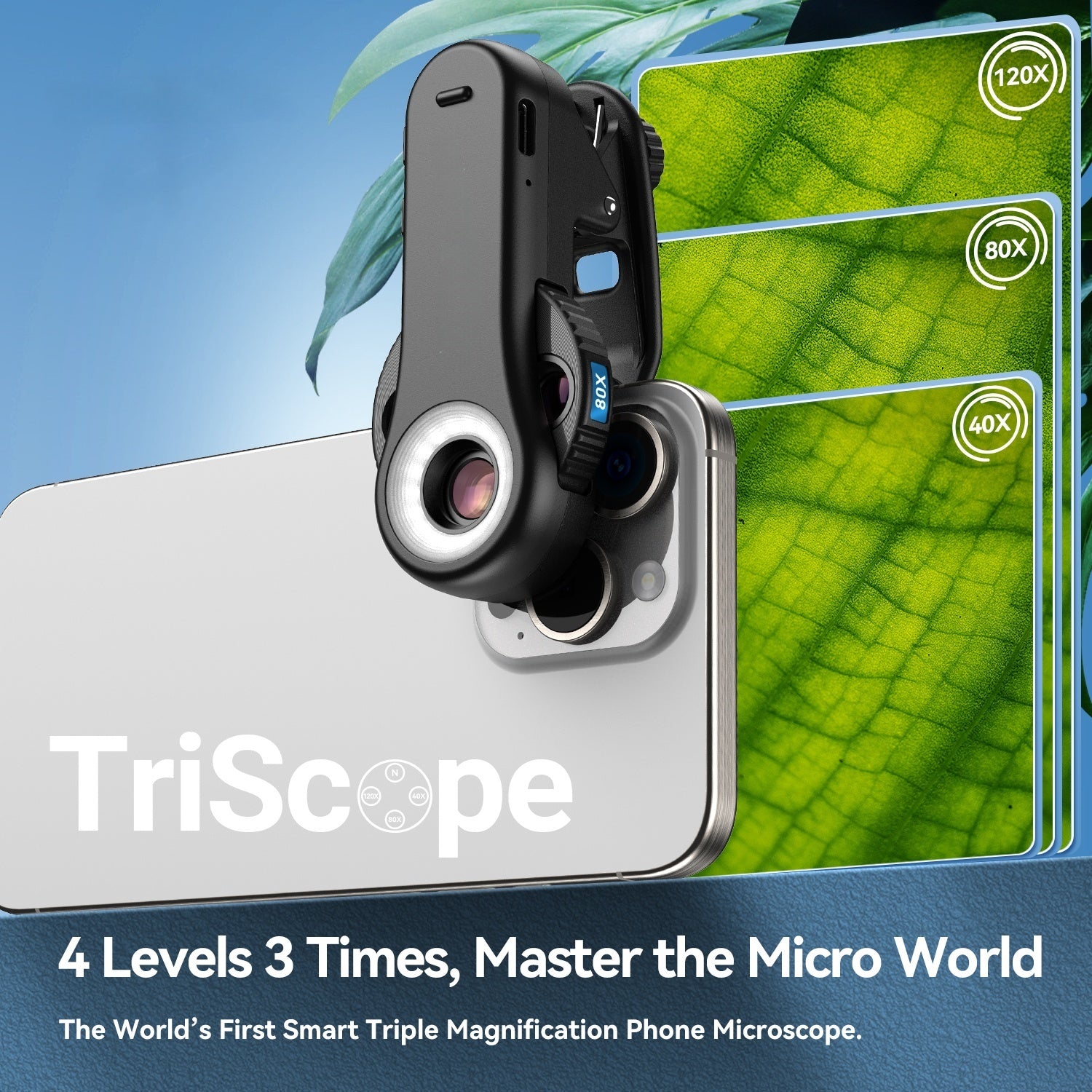 40X-80X-120X Portable Phone Microscope with CPL Filter